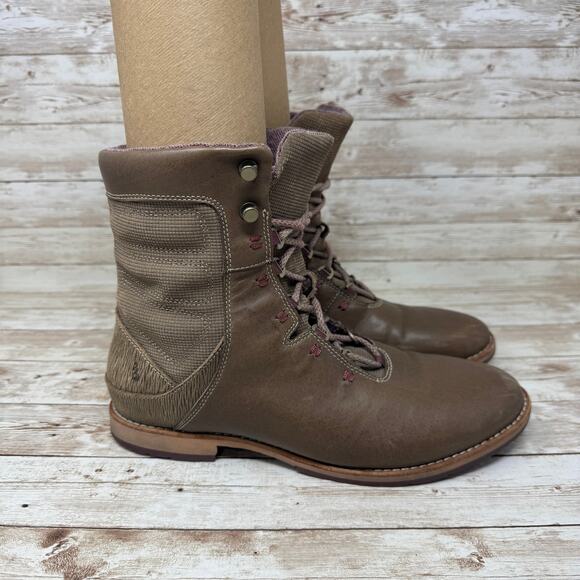 Ahnu Chenery 1009553TRWF Brown Leather Side Zip Ankle Boots Women's Size 9 - Picture 1 of 10